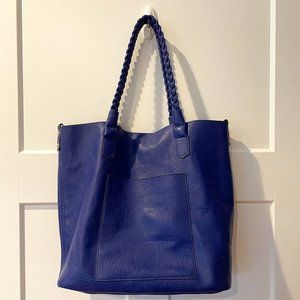 Street Level Faux Leather Tote with Matching Zipper Bag